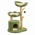 Kratzbaum 60 x 50 x 120 cm Grün Holz und Sisal mit Höhle Liegeflächen