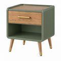 Nachttisch 45 x 40 x 58 cm aus Holz und Metall in Grün mit Schublade im Retro-Stil