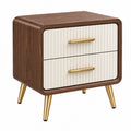 Nachttisch 50 x 40 x 55 cm Holzwerkstoff Braun Creme mit 2 Schubladen Mid Century Stil