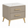 Nachttisch 50 x 40 x 55 cm Taupe Holzwerkstoff Marmoroptik Modern mit 2 Schubladen